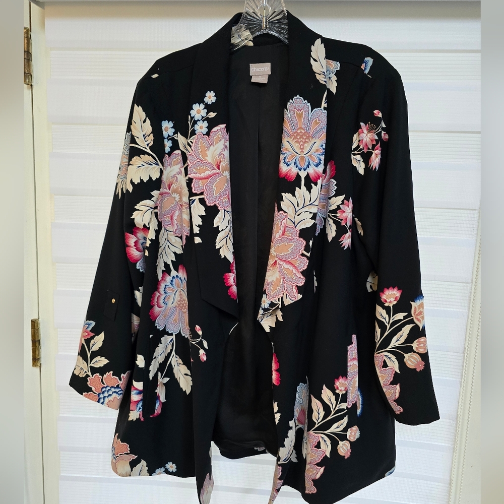 Floral Open Blazer Women's Jacket - Picture 4 of 5